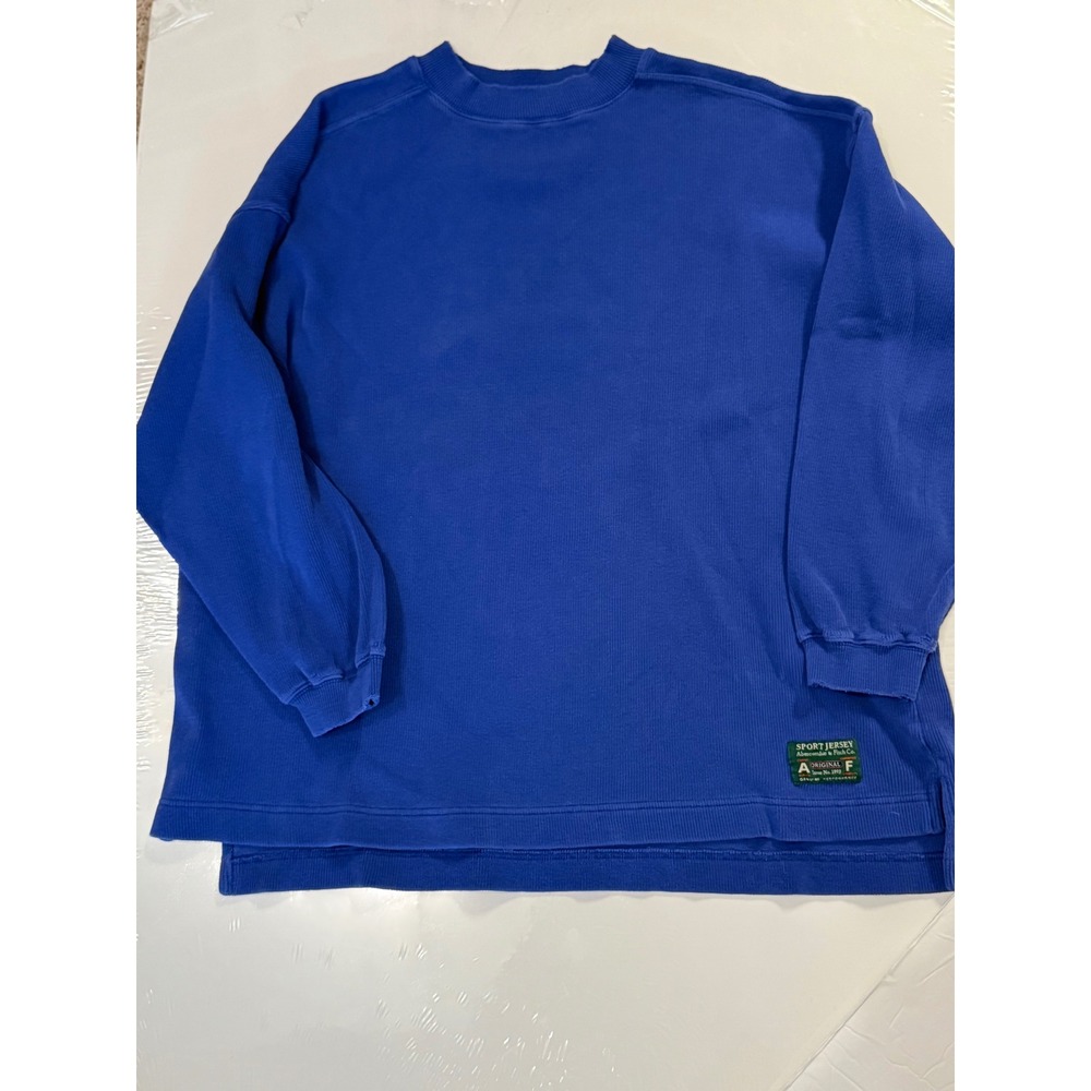 VTG 1993 Abercrombie & Fitch Mens Sport Jersey Ribbed Sweatshirt Blue XL